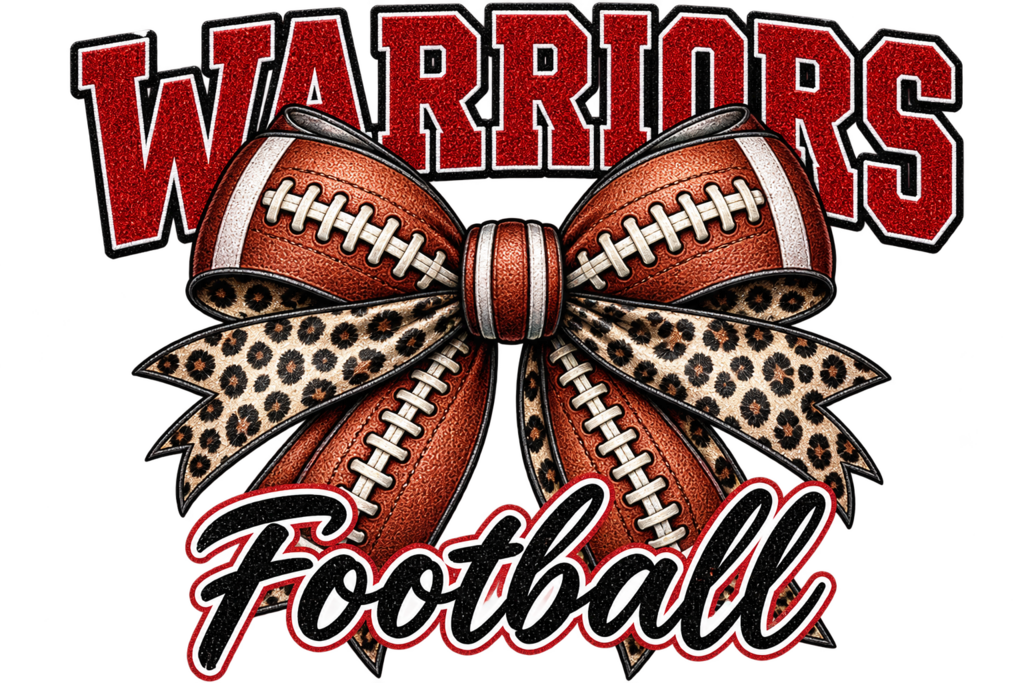 Warriors Football Bow Full Color Transfer