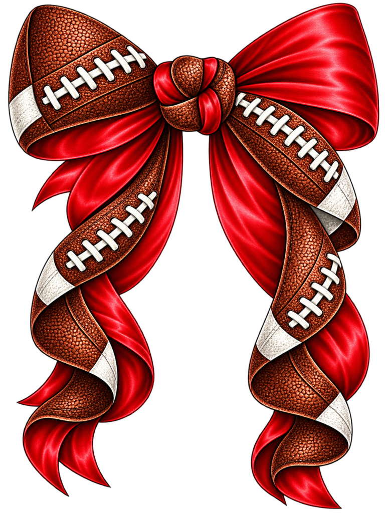 Football Ribbon Bow Full Color Transfer