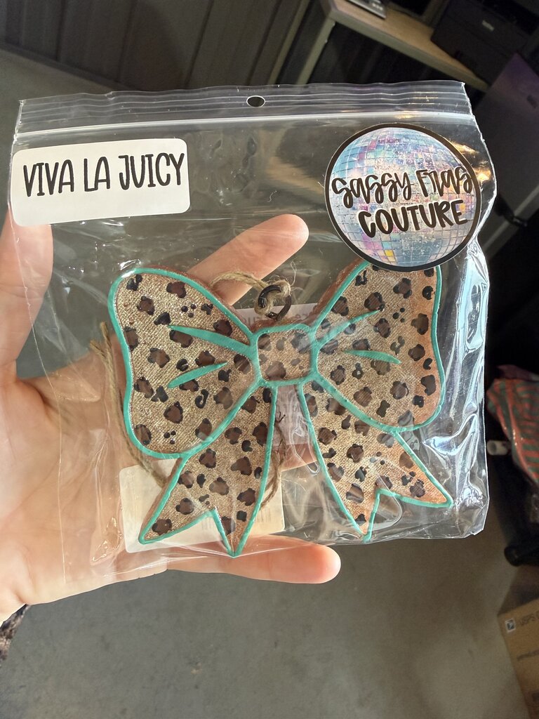 Teal and Leopard Print Bow Freshie