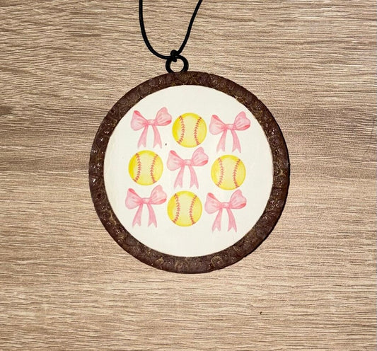 Softballs & Bows Freshie Round (watermelon lemonade)