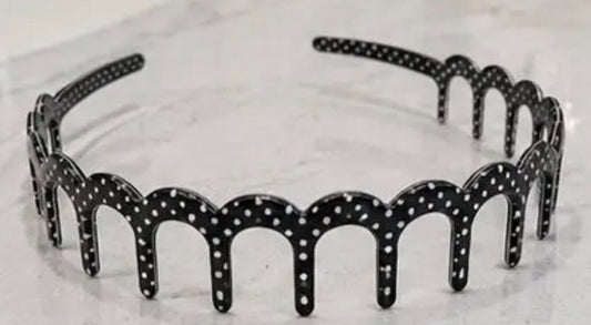Black Polka Dot Zig-Zag Headband