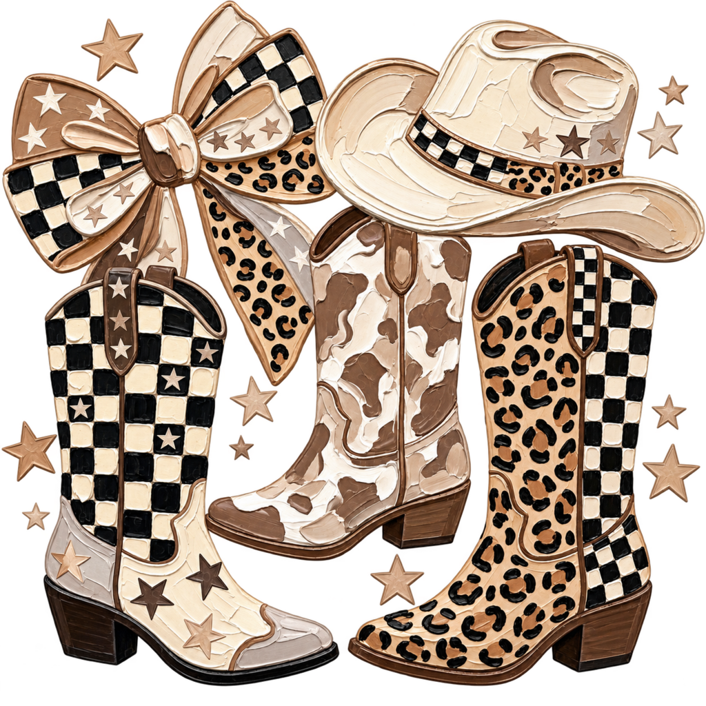 Bow & Boots Full Color Transfer