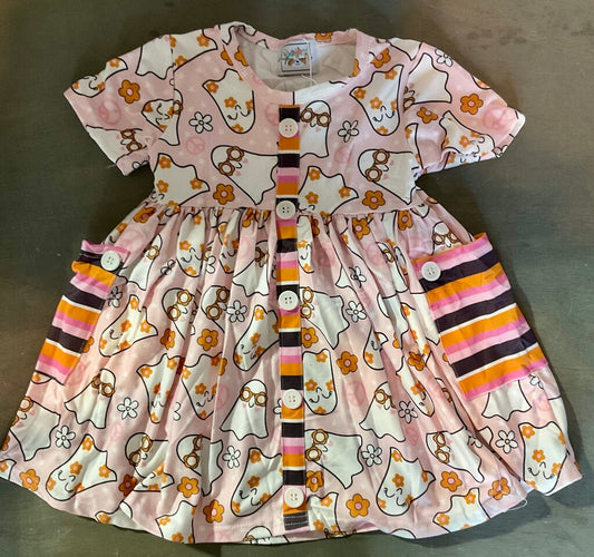 Groovy Ghost Button Dress