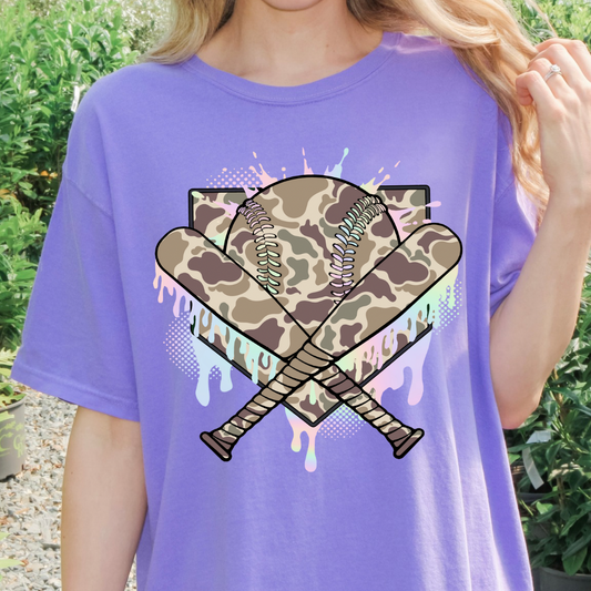 Camo Baseball Comfort Color Tshirt