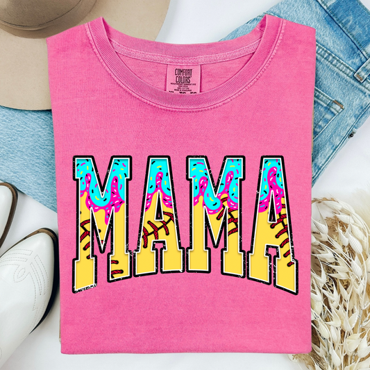 Mama Softball Drip Comfort Color Tshirt