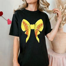 Load image into Gallery viewer, Softball Bow Comfort Color Tshirt
