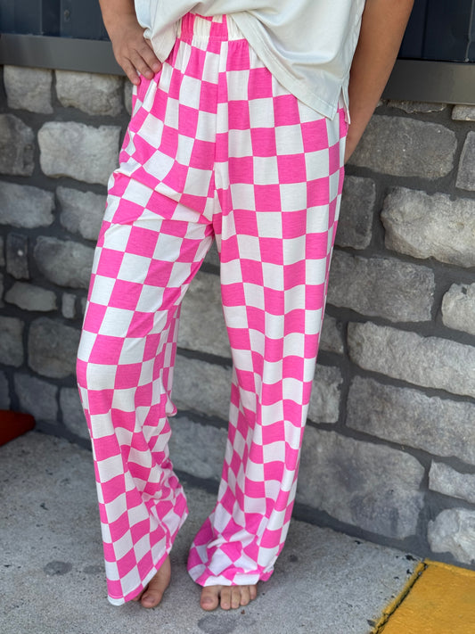 Hot Pink/White Checkered Pants
