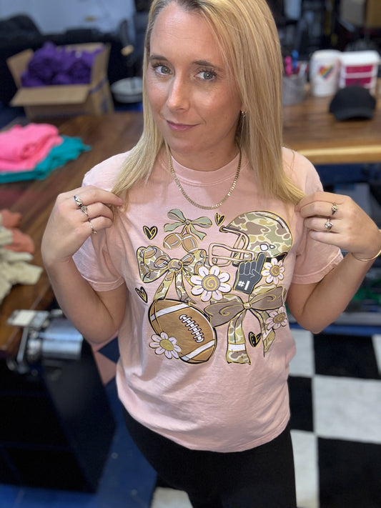 Camo Football Collage Graphic Top