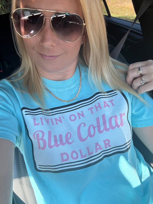 Blue Collar Dollar Graphic Top