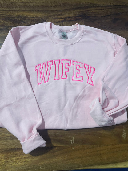 Wifey-Embroidered Sweatshirt