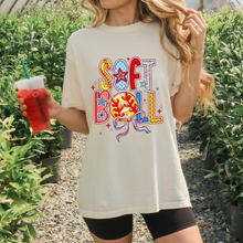 Load image into Gallery viewer, Cutesy Softball Comfort Color  Tshirt
