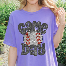 Load image into Gallery viewer, Faux Sequin Game Day Comfort Color Tshirt
