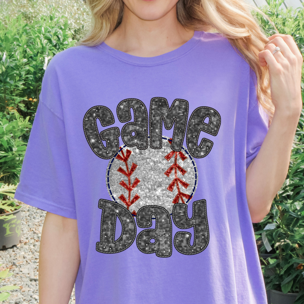 Faux Sequin Game Day Comfort Color Tshirt