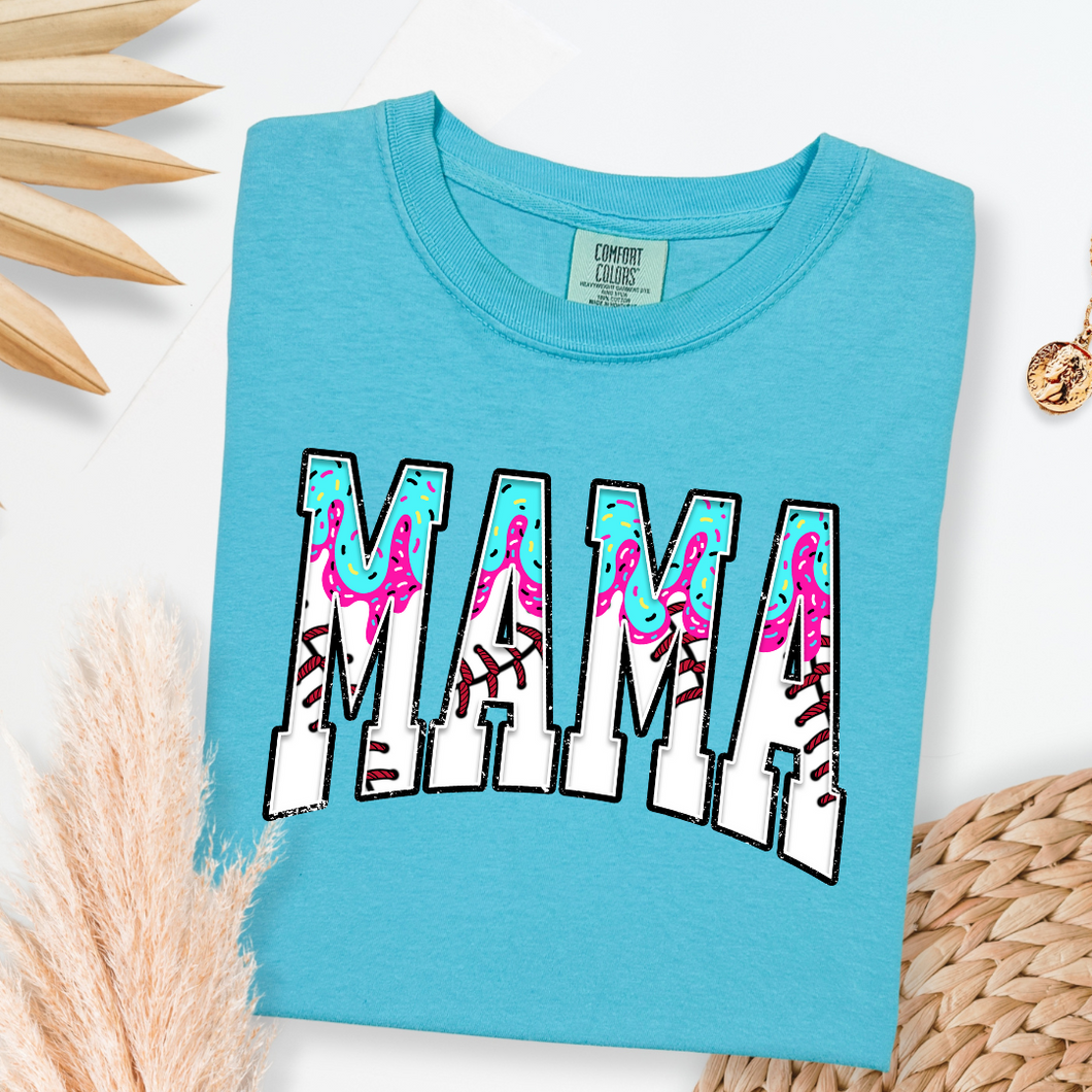 Drippy Ice Cream Baseball Mama Comfort Color Tshirt