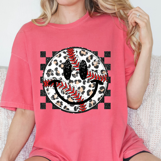 Baseball Smiley Comfort Color Tshirt