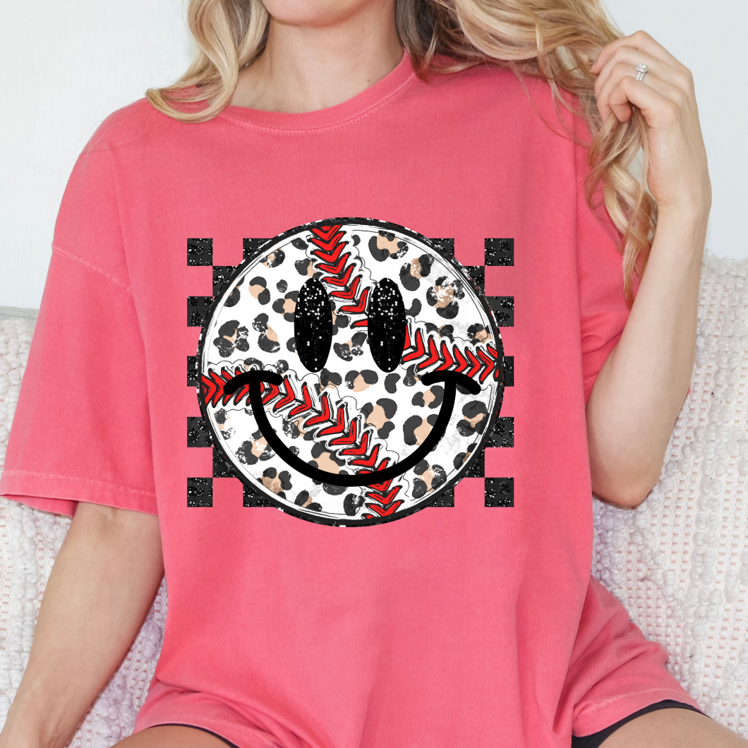 Baseball Smiley Comfort Color Tshirt