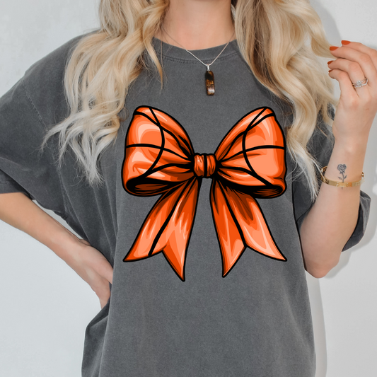 Basketball Bow Comfort Color Tshirt