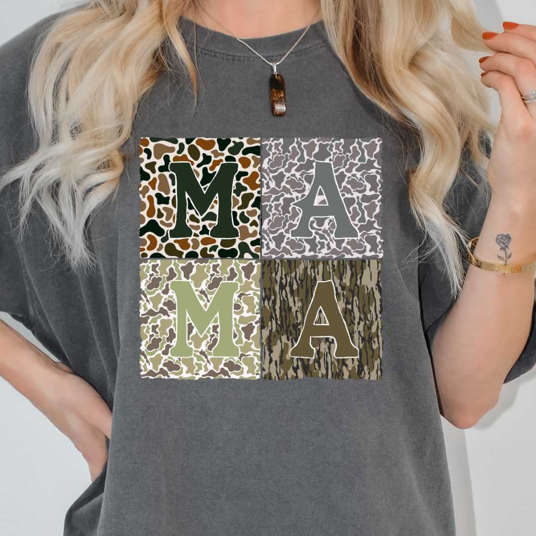 Mama Camo Blocks Comfort Color Tshirt