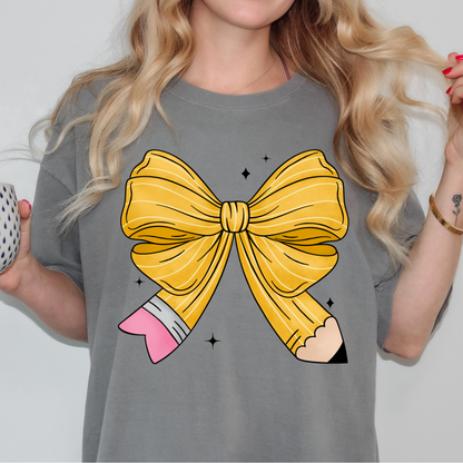 Pencil Bow Comfort Color Tshirt